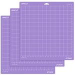 AIRCUT Strong Grip Cutting mat for Cricut Maker/Explore Air 2/Air/One(12x12 Inch, 3 Mats) Strong Adhesive Sticky Purple Quilting Cricket Cutting Mats Replacement Accessories for Cricut