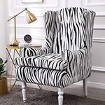 Wing Chair Covers, YBENWL 2 Pieces Stretch Geometric Printed Wingback Chair Slipcovers Elastic Polyester Spandex Fabric Stretch Sofa Armchair Slipcovers Washable Furniture Protector