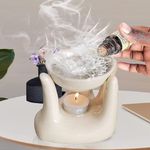 Pure Source India Oil Burner for Home, Office, with 1 Tea Light Candle, Made by Porcelain (Off - White)