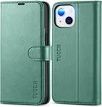 TUCCH Wallet Case for iPhone 13 (6.1") 2021 5G, Magnetic PU Leather Case with [RFID Blocking][Shockproof TPU][Viewing Stand][Credit Card Slot] Flip Cover Compatible with iPhone 13, Myrtle Green