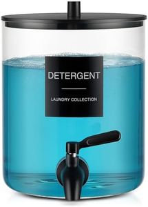 Glass Laundry Detergent Dispenser, 128 oz / 3.5L Fabric Softener Dispenser for Laundry Room Organization, Detergent Holder with 304 Spigot, Glass Soap Container (Black)