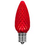 25 Pack RED C9 LED Replacement Bulbs Faceted Red LED Christmas Light Bulb 5 Diodes in Each Bulb Fits E17 Socket Commercial Grade Indoor and Outdoor Use