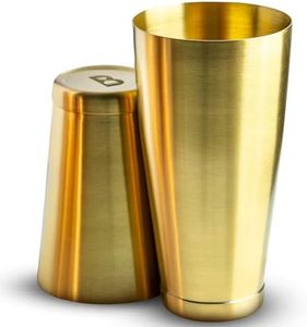 Bull in China 2-Piece Cocktail 100% Brass (Gold) – 28 oz Weighted Shaker & 18oz Weighted Cheater Tin, Professional Grade Bar Shaker, Premium Cocktail Shaker Set for Professional & Home Bartenders