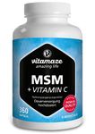 MSM Capsules with Vitamin C - 360 Capsules for 6 Months - 1334 mg Daily Dose of Organic Sulfur Powder, 99.9% Pure Methylsulfonylmethane - German Quality Supplement