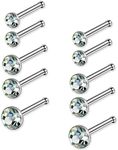 JewelrieShop 60pcs Nose Ring Studs Stainless Steel CZ Nose Piercing Jewelry Bone Studs for Women Men Hypoallergenic 22G (1.6mm-2.5mm,White CZ)