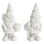 2 Pack Ceramics to Paint - Paint Your Own Garden Gnome Statues, Blank Paintable Ceramics for Adults (5 In)