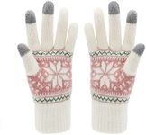 HÖTER Winter Touch Screen Gloves Snow Flower Printing Keep Warm for Women and Men