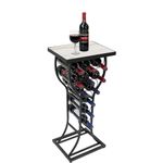 Sorbus Wine Rack Console for Home Bar - Mini Wine Stand with Faux White Marble Table Top - Durable Metal Freestanding Wine Storage Cabinet Shelf - Wine Racks Free Standing Floor Holds 11 Wine Bottles