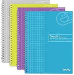 Emarw Spiral Notebooks Quad Ruled Heavy Duty White Paper 100 Sheets Assorted Colors Water Resistant Covers Protect Your Notes 3-hole punched for Ring Binder