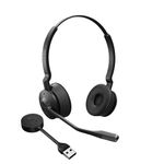 Jabra Engage 55 Stereo Wireless Headset with Link 400 USB-A DECT Adapter - Noise-Cancelling Mic, Extensive Range - Certified for Google Meet and Zoom, works with all other leading platforms - Black