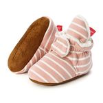 Unisex Newborn Baby Booties Baby Girls Stripe Boots Soft Soles Infant Winter Warm Fleece Cozy Socks Shoes 6-12 Months E7