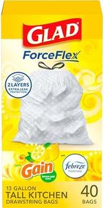 Glad Odorshield - Bolsas de basura altas con cordón para cocina, 13 galones, 40 unidades