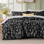 Bedsure Duvet Cover King Size - Reversible Floral Duvet Cover Set with Zipper Closure, Black Bedding Set, 3 Pieces, 1 Duvet Cover 104"x90" with 8 Corner Ties and 2 Pillow Shams 20"x36"