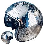 YIZUPTC Disco Ball Helmet Party Decoration Glitter Glass Cap with Retractable Visor Cowboy Hat Novelty Favor Supplies Home Art (Silver)