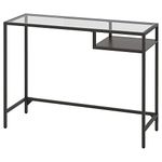 Tok Mark Traders VITTSJÖ Laptop table, black-brown, glass, 100x36 cm durable and easy to care for. Desks for home. Desks & computer desks. Tables & desks. Furniture. Environment friendly.