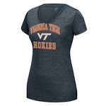 J America NCAA Virginia Tech Hokies Women's Arch Heathered Grand Slam Tee, Charcoal Heather, Medium