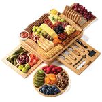 Home-it Bamboo Cheese Meat Board,Simple Charcuterie Board Serving Utensils,Cutlery,Trays,Charcuterie Boards Wine Night,Parties,Holiday Gift & Housewarming Gifts,Home It 4448 16''x13.5''x3''