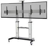 VIVO Ultra Heavy Duty Mobile TV Cart Stand for 32 to 70 inch Dual Screens up to 50kg Each, LCD LED OLED 4K Smart Flat, Curved Panels, DVD Shelf, Wheels, Max VESA 600x400, Black, STAND-TV12H