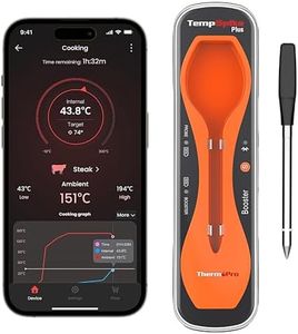 ThermoPro TempPro Plus 182M Wireless Meat Thermometer with Upgraded Ultra-Thin Probe, Bluetooth Meat Thermometer Wireless for Outside Grill, Smoker Thermometer for BBQ Oven Rotisserie Sous Vide
