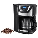 Russell Hobbs Victory Grind & Brew Coffee Maker With Digital Grinder | Glass Jug 1.5L, 12 Cups Capacity | 24 Hour Programmable Feature, WhirlTech for Optimal Extraction & Aroma | Filter Coffee Machine