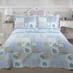 Emma Barclay Cotswold - Quilted Patchwork Bedspread Set in Blue - Double