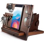 Father's Day Dad Gifts from Daughter/Son Bedside Organiser Gifts for Men Wood Phone Docking Station for Dad Key Wallet Watch Stand Gifts for Dad Fathers Day Presents for Men Birthday Gifts for Him