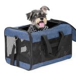 HITSLAM Pet Carrier Dog Carrier Soft Sided Pet Travel Carrier for Cats, Small dogs, Kittens or Puppies, Collapsible, Durable, Travel Friendly Blue (L)