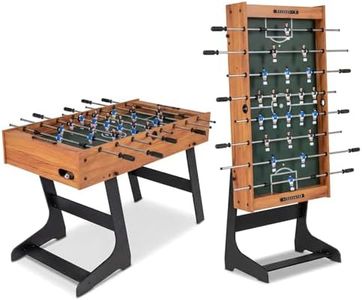 Costway Folding Foosball Table, 48” Competition-Sized Soccer Table with 2 Balls & Slide Scorers, 22 Players, Space-Saving Indoor Soccer Game Table Set for Family Night, Party, Kids & Adults (Natural)
