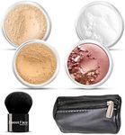 6pc FULL SIZE KIT KABUKI & KABAGGIE Tote Mineral Makeup Set Matte Foundation Bare Face Sheer Powder Cover (Warm/Neutral)