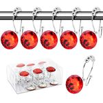 BEAVO Decorative Shower Curtain Hooks,12 Pcs Double Glide Shower Curtain Rings Stainless Steel Rustproof Shower Hook Ring with Acrylic Crystal Rhinestones for Bathroom Shower Rods Curtains and Liner