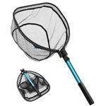 SAN LIKE Fishing Nets Collapsible Telescopic Pole Fishing Net - Folding Extend Rubber Coated Freshwater Saltwater Landing Net for Trout Bass Steelhead Salmon 32in