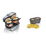 Hamilton Beach Dual Breakfast Sandwich Maker withAudible Digital Timer, Silver, 25490C & Egg Cooker, Egg Bites Maker & Poached Egg Maker, 2 Egg Capacity, Grey