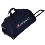 Superdry Lightweight Roller Holdall Bag - Duffle with Durable Stress Tested Interchangeable Skateboard Wheels (Medium (26"), Blue)