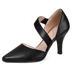 mysoft Women's Pointed Toe Low Stiletto Heel Dress Pumps Shoes, Black-pu, 12