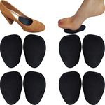 Chiroplax High Heel Cushion Inserts Pads (4 Pairs) Suede Ball of Foot Forefoot Metatarsal Anti Slip Shoe Insoles for Women (Black, Normal Thickness)