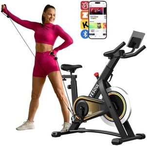 Exercise Bike,Yesoul Stationary Bikes for Home with 2 Resistance Bands, Exclusive App, Low Noise Indoor Cycling Bike with 300lbs Weight Capacity,Comfortable Seat Cushion and Upgraded LED Monitor,Rich