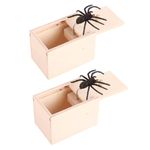 Spider in a Box Prank, Wooden Spider Prank Box, Spider Scare Prank Box Hidden in Case Toys, Great Trick Gift Joke Play Pranks for Kids Adults (2PCS)