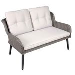 Dellonda Buxton Rattan Wicker Outdoor Lounge 2-Seater Sofa with Cushion, Grey - DG80