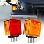 Xprite COB Truck Trailer Fender Pedestal Signal Lights, Square Dual Face Amber LED Turn Signal Marker Light Red Brake Stop Tail Lamps for Tractors, Semi-Trailers, Dump Truck, Lorry, Van