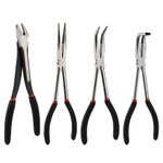 CASOMAN 4 PCS Extra Long Needle Nose Pliers Set, Include 11" Long Nose Plier, 90° & 45° Bent Nose Pliers, Long Diagonal Cutting Plier, Non-Slip Handle