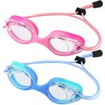 Vvinca Kids Swim Goggles with Bungee Strap No Leaking Anti Fog Toddler Goggles with Quick Adjust Ages 3-14