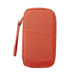 Fychuo Passport Holder Travel Wallet, Large Capacity Travel Document Holder, RFID Blocking Waterproof Portable Travel Wallet Organiser for Cash Passport ID Card Credit Cards Ticket Pen, Orange