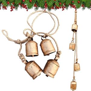 Shabby Chic Bells Rustic Hanging Jingle Christmas Tree Decor - Large Handmade Lucky Cow Bells Vintage Rustic Metal Tranquil Wind Chimes Solid Decorative Wall Hanging décor Home Decor Gifts
