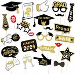 25P Graduation Photo Booth Props for 2024 Graduation Decorations,Graduation Paper Props Fancy Paper Eyeglasses for Congrats Glitter Class 2023 Graduate Celebrations Family Graduating Party Supplies