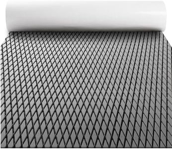 FOCEAN Boat Flooring - EVA Foam Boat Decking Sheet- Diamond Marine Deck Mats Self-Adhesive Grip Pad for Bass Boats Jon Boat Pontoon RV Yacht Kayak Surfboard Floor Gray & Black Lines 94"x47"
