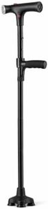 ZANIUQE - Folding Walking Cane with LED Light & SOS Alarm - Adjustable Collapsible Walking Stick for Seniors, Men & Women - Pivoting Quad Base, Soft Cushion T-Handle for Stability & Mobility