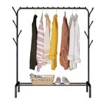 edihome, Clothes Rail, Rack for Bedroom, 118 x 148 x 39 cm, Heavy Duty, Metallic, with Shoe Holder, for Hanging Clothes, Skirts, Shirts, Trousers (Black)