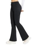 baleaf Women's Fleece Lined Yoga Pants Thermal Flared Leggings with 4 Pockets Drawstring High Waisted Bootcut Legging Black M