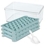 Round Ice Cube Trays, Ice Ball Maker Mold for Freezer, Circle Ice Cube Tray Making 1in X 111 PCS Ice Ball Chilling Whiskey Cocktail Tea & Coffee(3Pack Blue Ice Trays & Ice Bin & Ice Scoop)