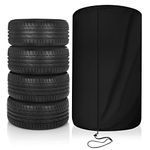 Tire Cover, Seasonal Tire Storage Bags Fits up to Diameter 32" Tires, Upgraded 600D Oxford Cloth Tire Covers for Outdoor Indoor, Waterproof Dust-Proof (Black)